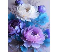 COKYIS Kit Broderie Point de Croix Compté Belles fleurs de pivoine DIY débutant canevas point de croix kit 11CT toile pré-imprimé noel décoration de la maison,40x50cm