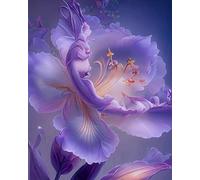 COKYIS Kit Broderie Point de Croix Compté belles fleurs violettes DIY débutant canevas point de croix kit 11CT toile pré-imprimé noel décoration de la maison,40x50cm