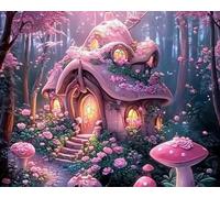 COKYIS Kit Broderie Point de Croix Compté Cottage de rêve DIY débutant canevas point de croix kit 11CT toile pré-imprimé noel décoration de la maison,40x50cm