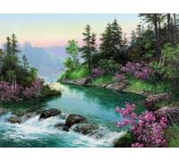 COKYIS Kit Broderie Point de Croix Compté DIY débutant canevas point de croix kit 11CT toile pré-imprimé noel décoration de la maison Paysage naturel 40x50cm