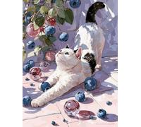 COKYIS Kit Broderie Point de Croix Compté DIY débutant canevas point de croix kit 11CT toile pré-imprimé noel décoration de la maison Chat 40x50cm
