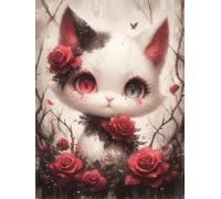 COKYIS Kit Broderie Point de Croix Compté DIY débutant canevas point de croix kit 11CT toile pré-imprimé noel décoration de la maison Chat de dessin animé 40x50cm