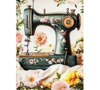 COKYIS Kit Broderie Point de Croix Compté DIY débutant canevas point de croix kit 11CT toile pré-imprimé noel décoration de la maison Machine à coudre 40x50cm