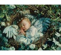 COKYIS Kit Broderie Point de Croix Compté DIY débutant canevas point de croix kit 11CT toile pré-imprimé noel décoration de la maison Bébé ange 40x50cm
