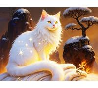 COKYIS Kit Broderie Point de Croix Compté DIY débutant canevas point de croix kit 11CT toile pré-imprimé noel décoration de la maison Chat 40x50cm