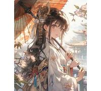 COKYIS Kit Broderie Point de Croix Compté Fille de kimono de dessin animé DIY débutant canevas point de croix kit 11CT toile pré-imprimé noel décoration de la maison,40x50cm