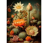 COKYIS Kit Broderie Point de Croix Compté Fleur de cactus DIY débutant canevas point de croix kit 11CT toile pré-imprimé noel décoration de la maison,40x50cm