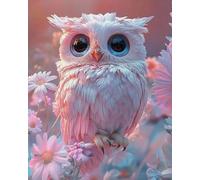 COKYIS Kit Broderie Point de Croix Compté Fleur de chouette rose DIY débutant canevas point de croix kit 11CT toile pré-imprimé noel décoration de la maison,40x50cm