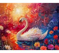 COKYIS Kit Broderie Point de Croix Compté Fleur de cygne DIY débutant canevas point de croix kit 11CT toile pré-imprimé noel décoration de la maison,40x50cm