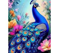 COKYIS Kit Broderie Point de Croix Compté Fleur paon DIY débutant canevas point de croix kit 11CT toile pré-imprimé noel décoration de la maison,40x50cm