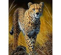 COKYIS Kit Broderie Point de Croix Compté guépard animal DIY débutant canevas point de croix kit 11CT toile pré-imprimé noel décoration de la maison,40x50cm