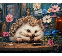 COKYIS Kit Broderie Point de Croix Compté Hérisson fleurs DIY débutant canevas point de croix kit 11CT toile pré-imprimé noel décoration de la maison,40x50cm