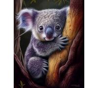 COKYIS Kit Broderie Point de Croix Compté koala DIY débutant canevas point de croix kit 11CT toile pré-imprimé noel décoration de la maison,40x50cm