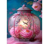 COKYIS Kit Broderie Point de Croix Compté lanterne pivoine DIY débutant canevas point de croix kit 11CT toile pré-imprimé noel décoration de la maison-40x50cm