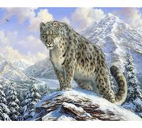 COKYIS Kit Broderie Point de Croix Compté léopard des animaux des montagnes des neiges DIY débutant canevas point de croix kit 11CT toile pré-imprimé noel décoration de la maison-40x50cm