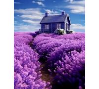 COKYIS Kit Broderie Point de Croix Compté Manoir lavande DIY débutant canevas point de croix kit 11CT toile pré-imprimé noel décoration de la maison,40x50cm