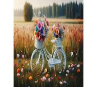 COKYIS Kit Broderie Point de Croix Compté Mer de fleurs et vélo DIY débutant canevas point de croix kit 11CT toile pré-imprimé noel décoration de la maison,40x50cm