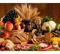COKYIS Kit Broderie Point de Croix Compté Pain aux fruits sur la table DIY débutant canevas point de croix kit 11CT toile pré-imprimé noel décoration de la maison-40x50cm