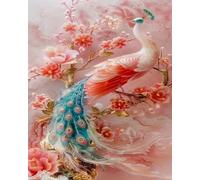 COKYIS Kit Broderie Point de Croix Compté Paon floral DIY débutant canevas point de croix kit 11CT toile pré-imprimé noel décoration de la maison,40x50cm