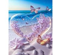 COKYIS Kit Broderie Point de Croix Compté papillon d'amour de la mer DIY débutant canevas point de croix kit 11CT toile pré-imprimé noel décoration de la maison,40x50cm