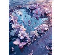 COKYIS Kit Broderie Point de Croix Compté Plage en forme de cœur DIY débutant canevas point de croix kit 11CT toile pré-imprimé noel décoration de la maison,40x50cm