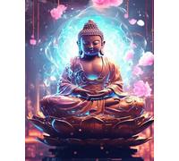 COKYIS Kit Broderie Point de Croix Compté Statue de Bouddha DIY débutant canevas point de croix kit 11CT toile pré-imprimé noel décoration de la maison,40x50cm