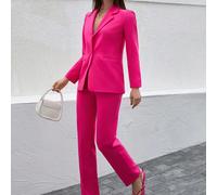 Col À Revers Blazer & À Poche À Boucle Ceinturé Pantalon De Costume L,M,S,XL,XXLUnicoloreÉtoffe