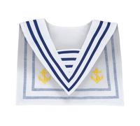 Boland 44354 - Col marin, blanc-bleu avec ancre jaune brodée, marin, capitaine, bateau, accessoire, déguisement, carnaval, fête à thème