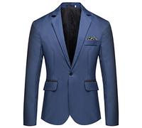 Col décontracté et tendance d'hiver pour homme, deux boutons, coupe ajustée, ourlet rond, veste de poche, petit costume d'officier pour homme, bleu, XL