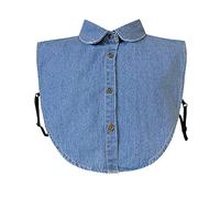 Col Détachable Femme Chemise Jeans, Faux Chemisier Faux Faux Moyen Classique Faux Col Chemise Faux Femme Élégant Devantine Chemisier Manchette Col Dickey Revers Faux pour Femmes Faveurs, bleu clair