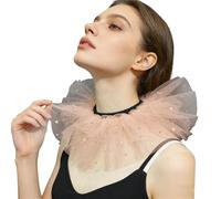 Col en maille à trois couches pour enfants, broderie élégante en étoile, idéal pour les spectacles sur scène et le port quotidien comme accessoire de costume d'Halloween, corail, taille unique