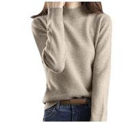 Col Pull Tricoté Femmes Hiver Court Pulls Couleur Unie Pull Ample Épais Fond Formation Chemise Dropshipping, kaki, XL