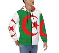 Col Rond Algérie Drapeau Fermeture Eclair Graphique Sweat À Capuche Unisexe Hoodie Hommes Femmes Pull À Capuche Manches Longues Cordon Hauts avec Poches Taille S Au 3XL