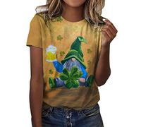 - Col rond avec manches courtes, haut imprimé amour, Jaune-6, XL