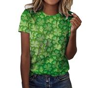 - Col rond avec manches courtes, haut imprimé amour, Vert-5, M