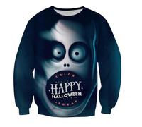 Col rond Halloween drôle impression 3D hommes col rond manches longues sweat à capuche pull décontracté haut pour fête noir sweat à capuche noir sweat à capuche noir, Noir-b, 4XL