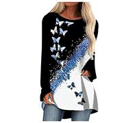 Col Rond Manches Longues Papillon Imprimé T-shirts Décontractés Farming Simulator 19, bleu, XL