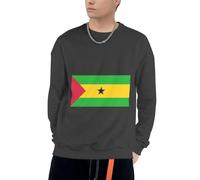 Col Rond Sao Tomé-et-Principe Drapeau Graphique Sweatshirt À Capuche Unisexe Hommes Femmes Sweatshirts À Capuche Manches Longues Cordon Hauts Taille S Au 4XL