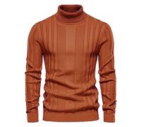 Col Roulé Homme Coton Pull Hiver Chuad, Pulls Homme Couleur Unie Rayures en Maille Fine Doux Et Confortable Manches Longues Thermique DéContracté ExtéRieur Quotidien Automne Hiver