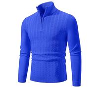 Col Roulé Homme,Pull Homme Hiver Chaud Laine,Men's Sweater CoatPull en Tricot pour Hommes Grande Taille Mode décontractée Pull Debout Chemise à Bascule (Blue, L)
