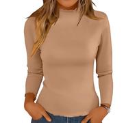 Col Roulé Moulant Marque Ado Original Chauve Souris T Shirt Moulant Femme Col Rond Chauffant Ample Brillant Manche Long Coeur Sherpa Pull Femme Chic Et Elegant Chameau XXL