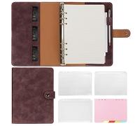 Colacoo Classeur A5 en cuir à 6 anneaux, carnet de notes rechargeable avec poches de classeur, intercalaires A5, papier de recharge A5, couverture de journal de voyage, carnet marron foncé