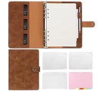 Colacoo Classeur A5 en cuir à 6 anneaux, carnet de notes rechargeable avec poches de classeur, intercalaires A5, papier de recharge A5, carnet de voyage marron