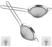 Colador de Cocina de Acero Inoxidable, Tamizador con Borde Redondo 8 Cm, Escurridor de malla fina fabricado en Acero Inoxidable 2 ud