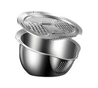 Colador De Malla Fina Con Base De Reposo - Apto Para Lavavajillas | Y Colador De Arroz | Cuenco De Acero Inoxidable Para Lavar Arroz Con Pelador | Accesorios De Cocina Para Preparar Sushi, Qu