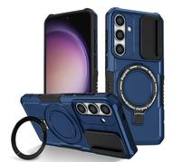 Colala Coque pour Samsung Galaxy S25 Housse avec Protection de l'Appareil Photo, Support Magnétique, PC Hybride Premium + TPU Antidérapant, Résistante aux Chocs et aux Rayures,Bleu