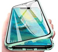 Colala Coque pour Xiaomi Poco X6 Pro 5G Adsorption Magnétique Housse Métal Cadre Avant arrière Verre trempé Alliage D'aluminium 360 degrés Antichoc Cas Cover Case,Vert