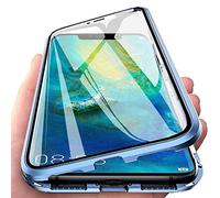 Colala Coque pour Xiaomi Poco X6 Pro 5G Adsorption Magnétique Housse Métal Cadre Avant arrière Verre trempé Alliage D'aluminium 360 degrés Antichoc Cas Cover Case,Bleu