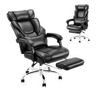 COLAMY Chaise de bureau avec repose-pieds rétractable, chaise de bureau ergonomique à dossier haut avec coussin lombaire amovible, inclinable de 90 à 135°, cuir reconstitué épais pour la maison et le