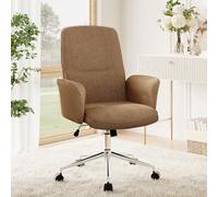 COLAMY Chaise de Bureau en Forme de Coque Haute, Moderne, Ergonomique, avec Hauteur réglable, pivotante, pour Adultes, pour Travailler/se détendre, Camel